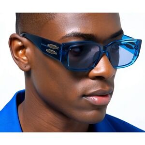 Blue Rectangle Sunglasses Trendy Fashion Frames UV400‎ Protection Lentes Gafas